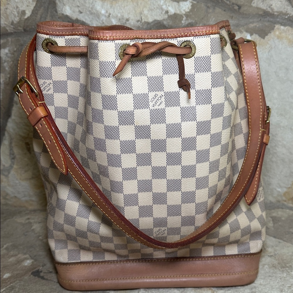Louis Vuitton Damier Azur Noe Drawstring Hobo Bucket Bag Large - Picture 12 of 13
